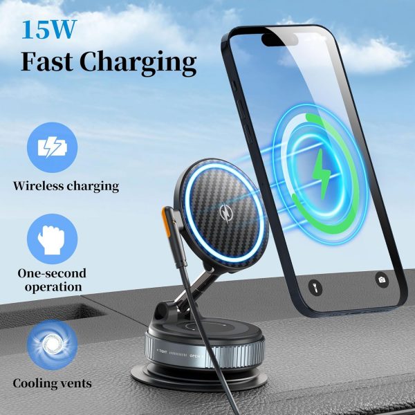 PlusAcc Vacuum Magnetic Car Phone Holder with Wireless Charg... - Image 4