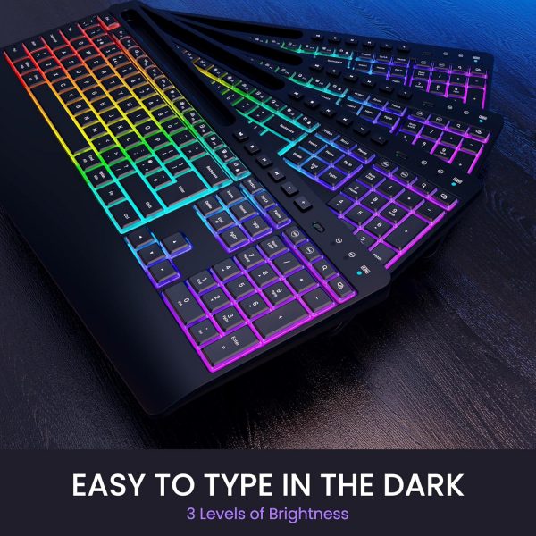 Virfour Wireless Keyboard and Mouse Set with Rainbow Backlit... - Image 3