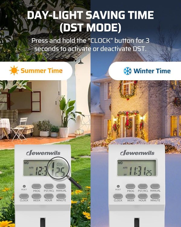 DEWENWILS Digital Lamp Timer Socket Plug, 20 ON/Off Weekly S... - Image 6