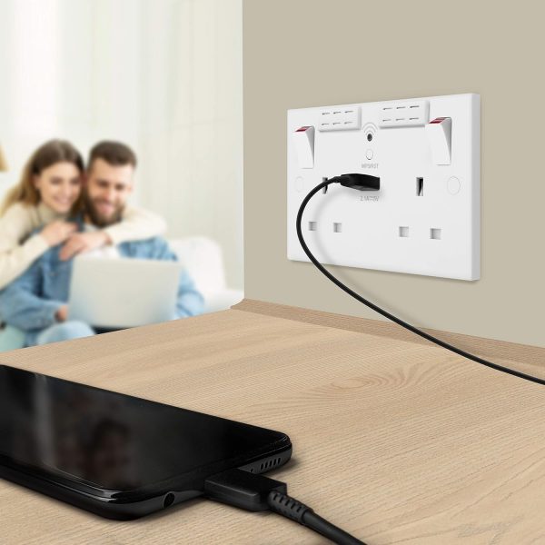 BG Electrical Double Switched Power Wall Plug Socket with Ty... - Image 6