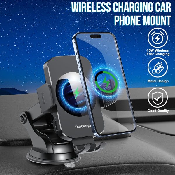 Wireless Car Charger, Fast Charging 15W Auto Clamping Car Ch... - Image 3