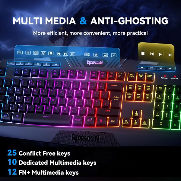 Redragon S101 Wired Gaming Keyboard and Mouse Set, UK Layout... - Image 6