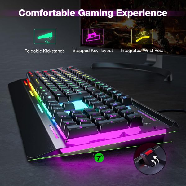TECKNET RGB Gaming Keyboard UK Layout, USB Wired Computer Ke... - Image 4