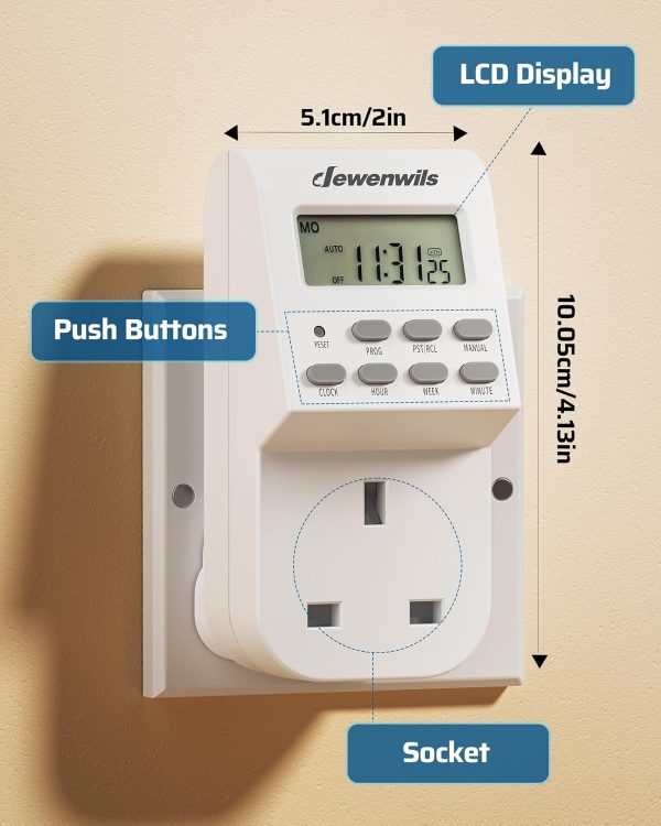 DEWENWILS Digital Lamp Timer Socket Plug, 20 ON/Off Weekly S... - Image 8