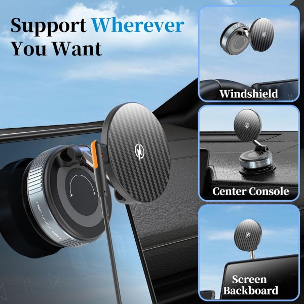 PlusAcc Vacuum Magnetic Car Phone Holder with Wireless Charg... - Image 5