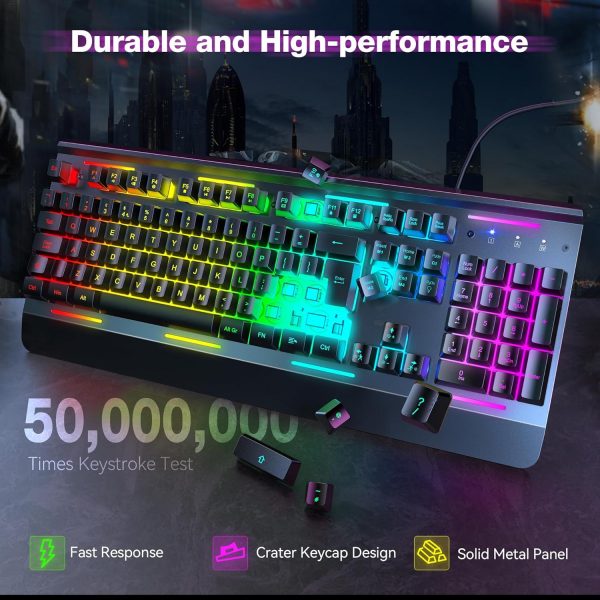 TECKNET RGB Gaming Keyboard UK Layout, USB Wired Computer Ke... - Image 6