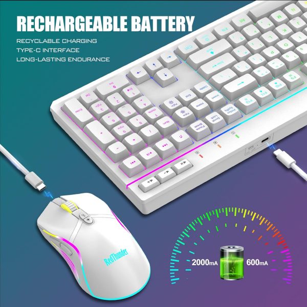 RedThunder K20 Wireless Keyboard and Mouse Combo, UK Layout ... - Image 4
