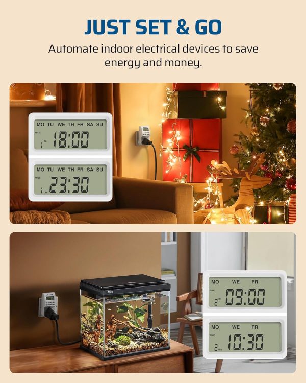 DEWENWILS Digital Lamp Timer Socket Plug, 20 ON/Off Weekly S... - Image 4