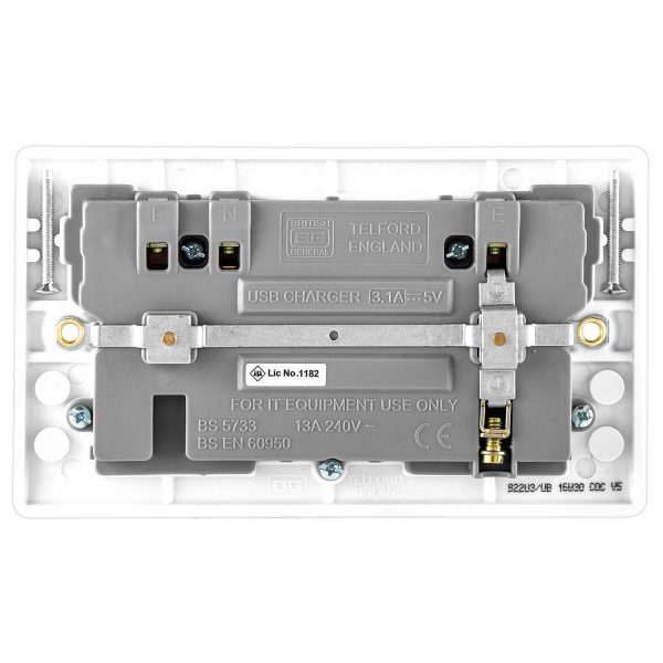 BG Electrical Double Switched Power Wall Plug Socket with Tw... - Image 5