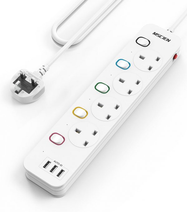 Mscien 4M Extension Lead with USB Slots, 4 Way 3 USB Extensi... - Image 2