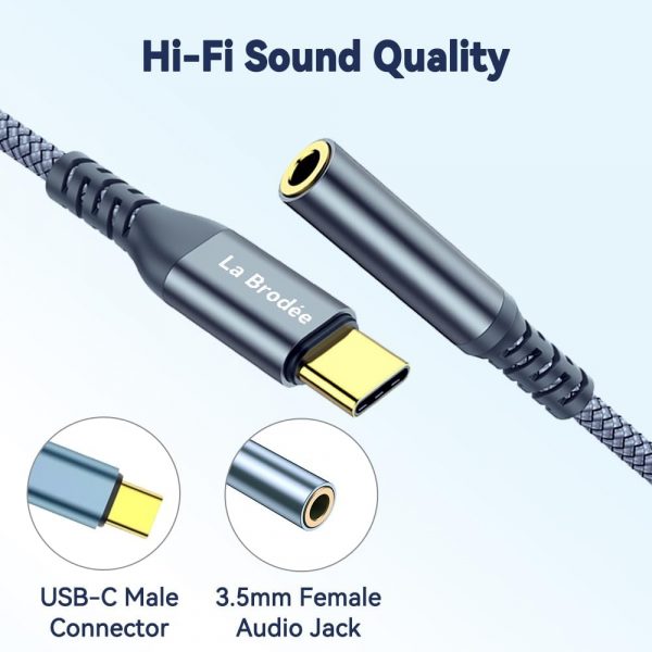 USB C to 3.5mm Jack, Type C to 3.5mm Headphone Aux Digital A... - Image 5