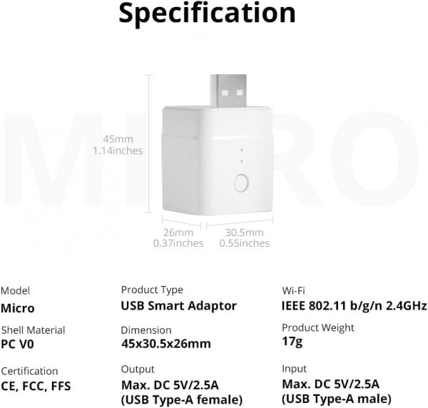 SONOFF Micro USB Smart WiFi Adaptor 5V, Smart Switch for Typ... - Image 9