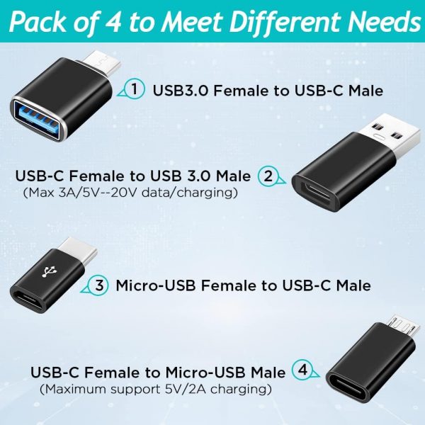 AXFEE USB to USB C Adapter, 2PCS USB C to USB and 2PCS USB t... - Image 4