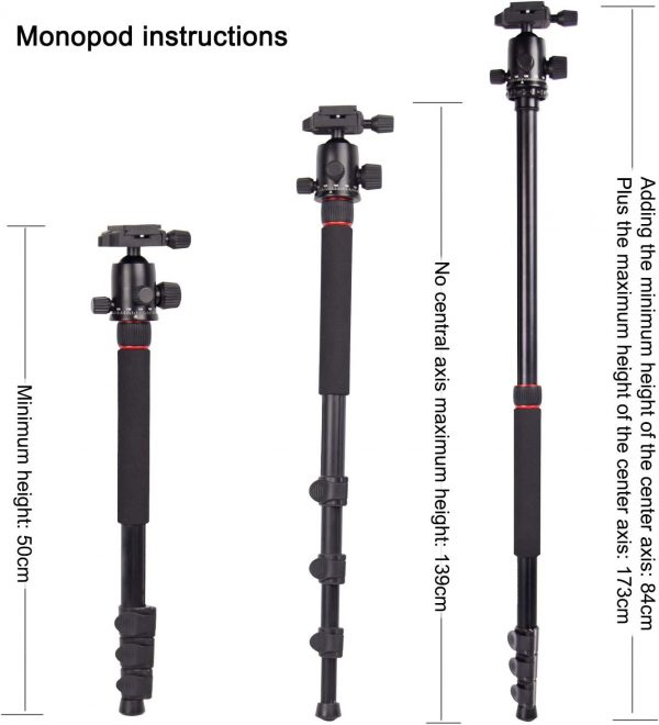 POLAM-FOTO 168.2cm/66.22" Camera Tripod, Made of Aluminum Al... - Image 8