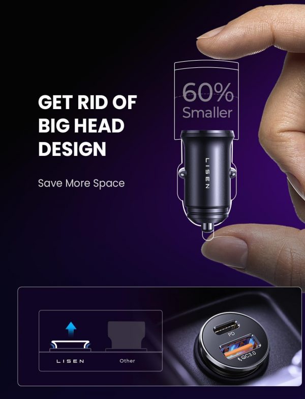 LISEN Car Charger Adapter USB C 54W 12V USB Socket [USBC 36W... - Image 10