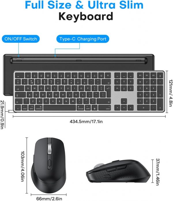 OMOTON Wireless Bluetooth Keyboard Mouse Rechargeable for Ma... - Image 6