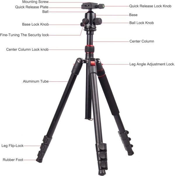 POLAM-FOTO 168.2cm/66.22" Camera Tripod, Made of Aluminum Al... - Image 3