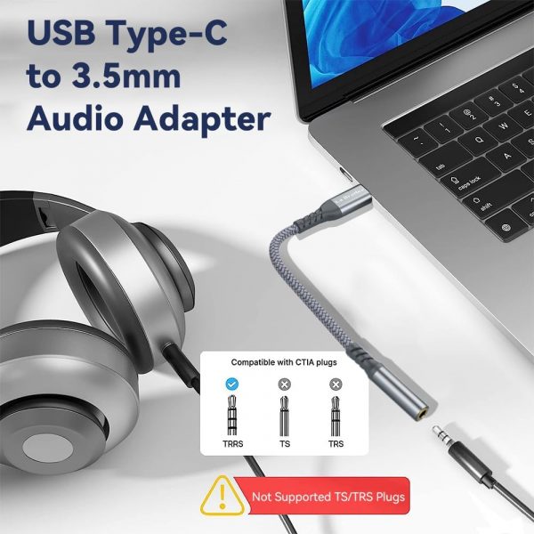 USB C to 3.5mm Jack, Type C to 3.5mm Headphone Aux Digital A... - Image 3