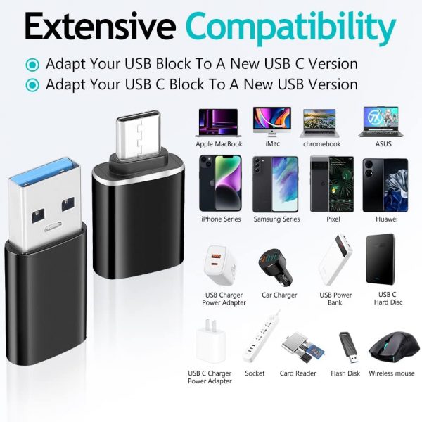 AXFEE USB to USB C Adapter, 2PCS USB C to USB and 2PCS USB t... - Image 5
