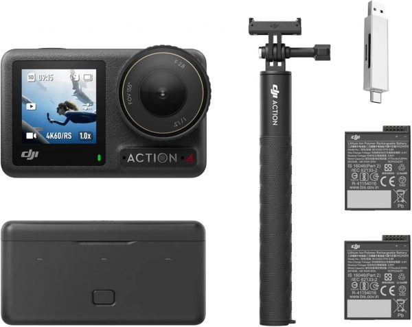 DJI Osmo Action 4 Essential Combo, Action Camera 4K/120fps w...