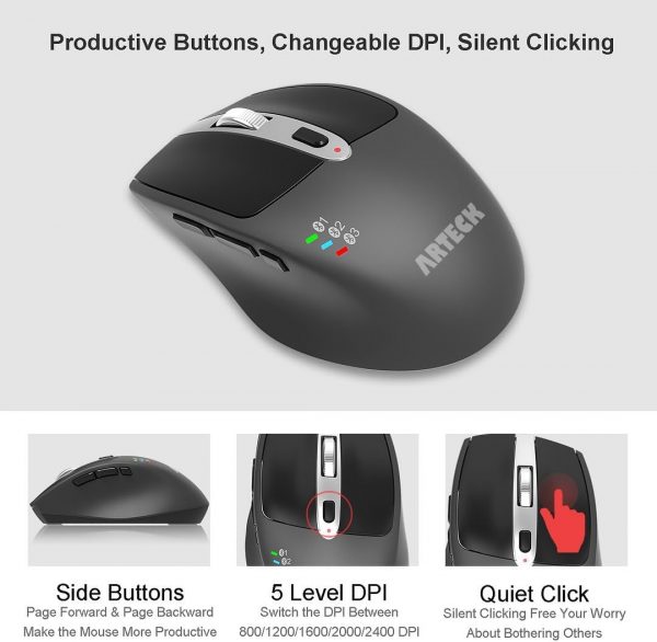 Arteck Universal Multi-Device Bluetooth Keyboard and Mouse F... - Image 5