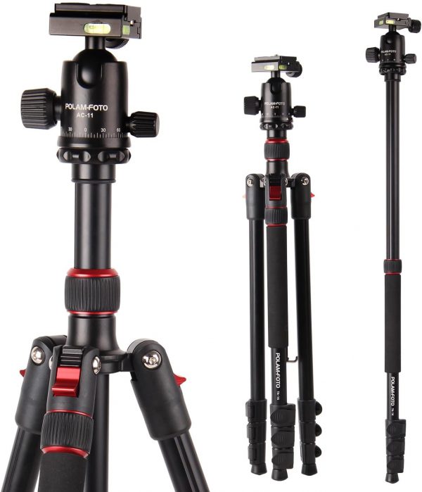 POLAM-FOTO 168.2cm/66.22" Camera Tripod, Made of Aluminum Al... - Image 2