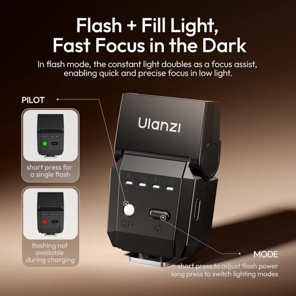 ULANZI SL03 Mini Camera Flash with Video Light, GN8 6500K Ca... - Image 4