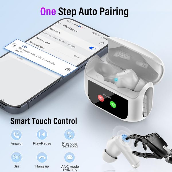 Thunelec Wireless Earbuds, 48H Smart Touch Screen Ear Buds B... - Image 8