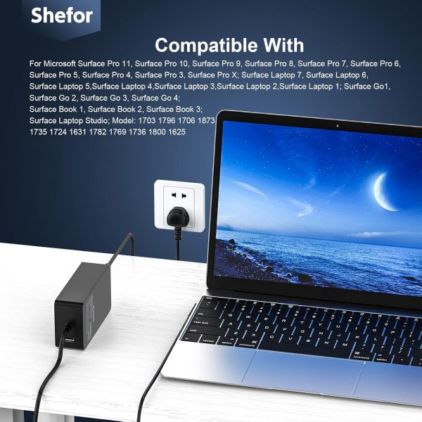 shefor for Surface Pro Charger 65W Compatible With Microsoft... - Image 5