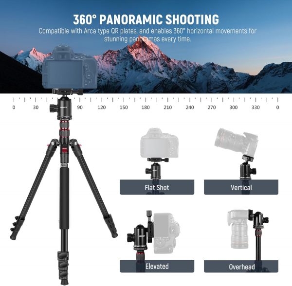 NEEWER 77” Camera Tripod Monopod with Phone Holder, Portable... - Image 5