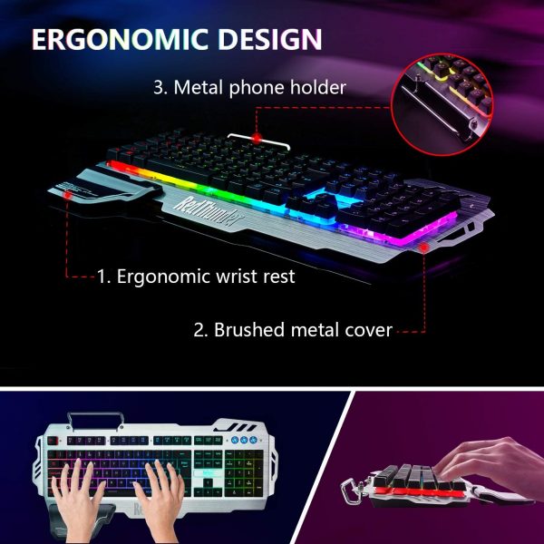 RedThunder K900 V2 Semi-Mechanical Gaming Keyboard,UK Layout... - Image 7