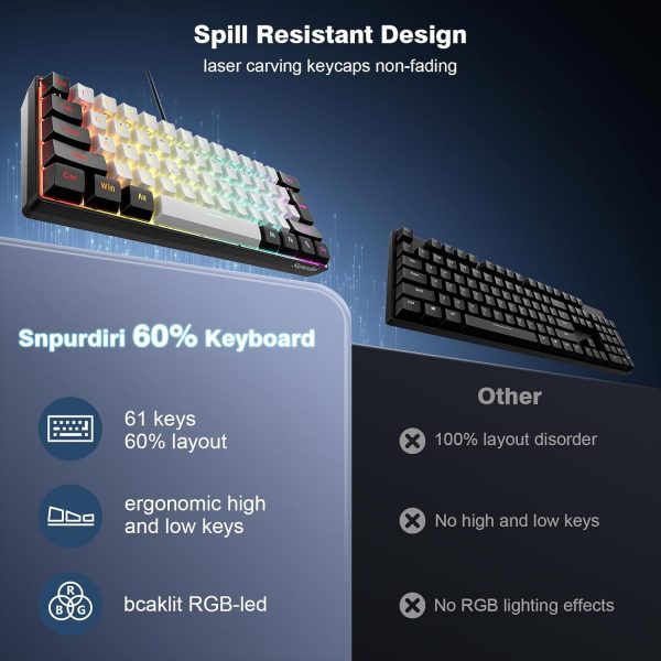 Snpurdiri 60% Wired Gaming Keyboard, RGB Backlit,Ultra-Compa... - Image 7