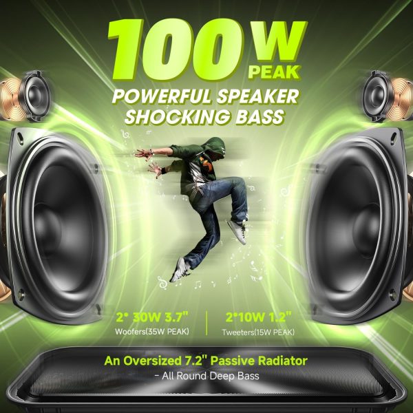 W-KING Bluetooth Speaker, 100W Peak 60W HD IPX6 Portable Spe... - Image 3