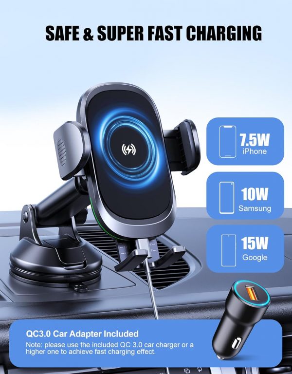 Glangeh Car Phone Holder Wireless Charger, [Upgraded Rotatab... - Image 3