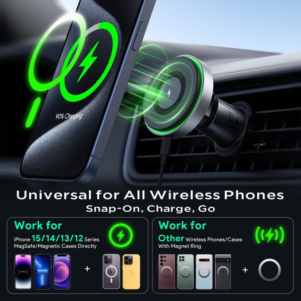 Wireless Car Charger, 15W Fast Charging, Hinyx Mag-safe Car ... - Image 4