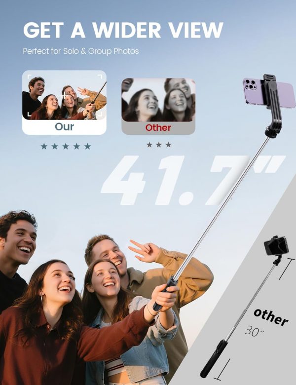 ANXRE Selfie Stick Travel Tripod, Extendable 360° Rotatable ... - Image 3