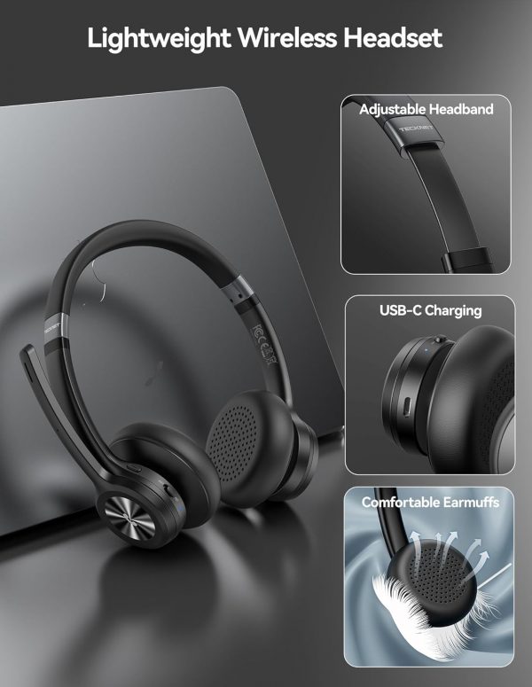 TECKNET Bluetooth Headset Wireless Headset with Microphone N... - Image 3