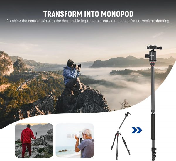 NEEWER 77” Camera Tripod Monopod with Phone Holder, Portable... - Image 7