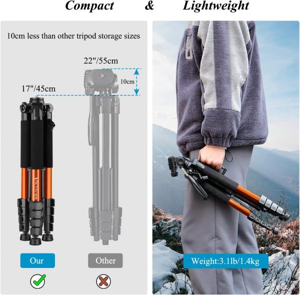 Victiv Tripod for Camera 72inch, Lightweight Aluminum Tripod... - Image 4