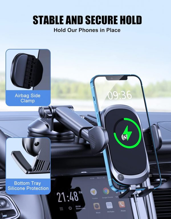 Glangeh Car Phone Holder Wireless Charger, [Upgraded Rotatab... - Image 8