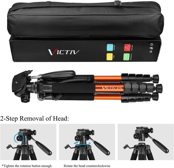 Victiv Tripod for Camera 72inch, Lightweight Aluminum Tripod... - Image 7