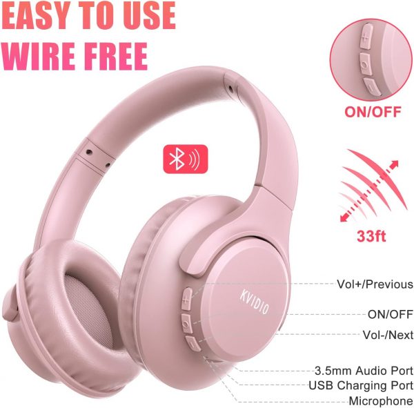 KVIDIO Bluetooth Headphones Over Ear, 65 Hours Playtime Wire... - Image 9
