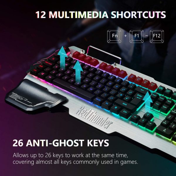 RedThunder K900 V2 Semi-Mechanical Gaming Keyboard,UK Layout... - Image 6
