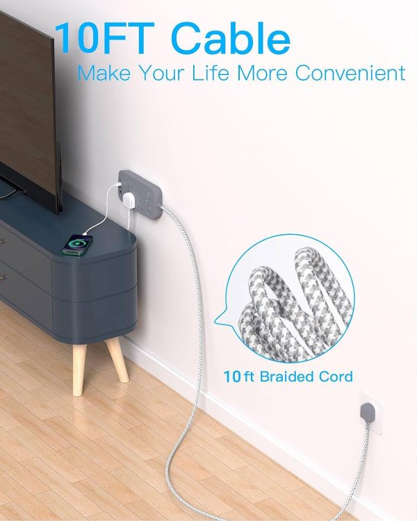 Gray Extension Lead with 4 USB Slots, HANYCONY 3M Extension ... - Image 7