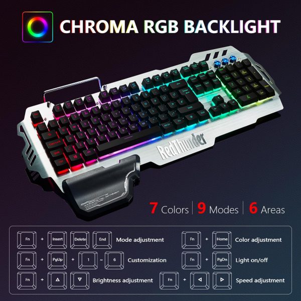 RedThunder K900 V2 Semi-Mechanical Gaming Keyboard,UK Layout... - Image 5