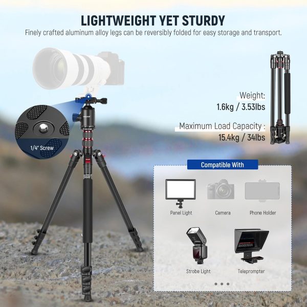 NEEWER 77” Camera Tripod Monopod with Phone Holder, Portable... - Image 3