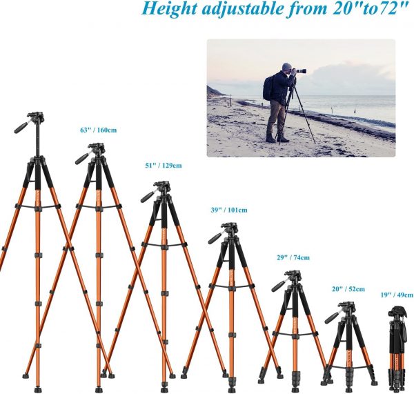 Victiv Tripod for Camera 72inch, Lightweight Aluminum Tripod... - Image 6