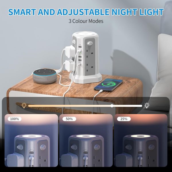 Tower Extension Lead 3M and Night Light, 5 USB Ports & 8 Way... - Image 5