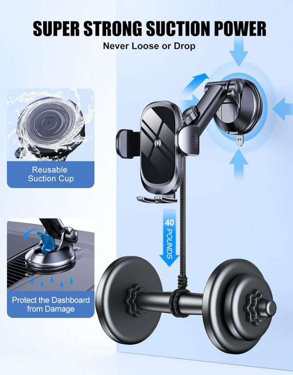 Glangeh Car Phone Holder Wireless Charger, [Upgraded Rotatab... - Image 7