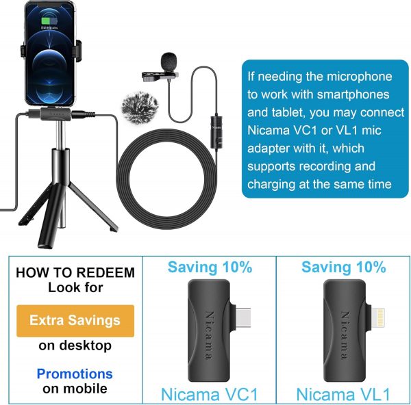 Nicama LVM1 3.5mm Lavalier Lapel Microphone with Windscreen ... - Image 3
